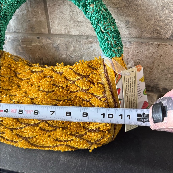 Beaded Yellow and Green Beaded Pineapple Handbag - Picture 5 of 6
